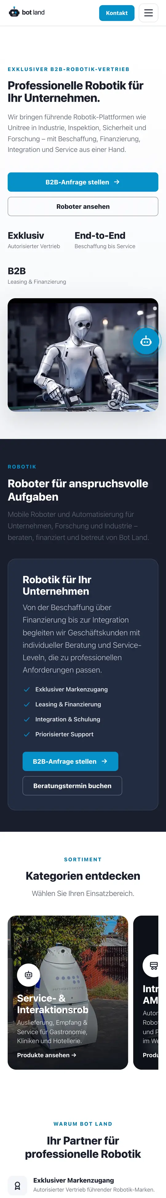 Bot Land: Startseite auf dem Handy
