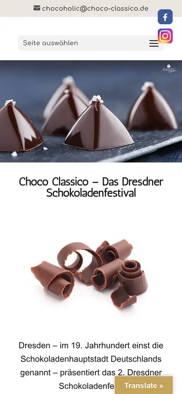 Choco Classico: Home page on a phone