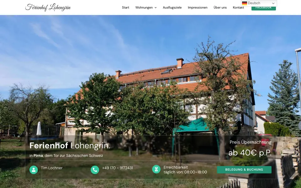 Ferienhof Lohengrin: Startseite am Computer
