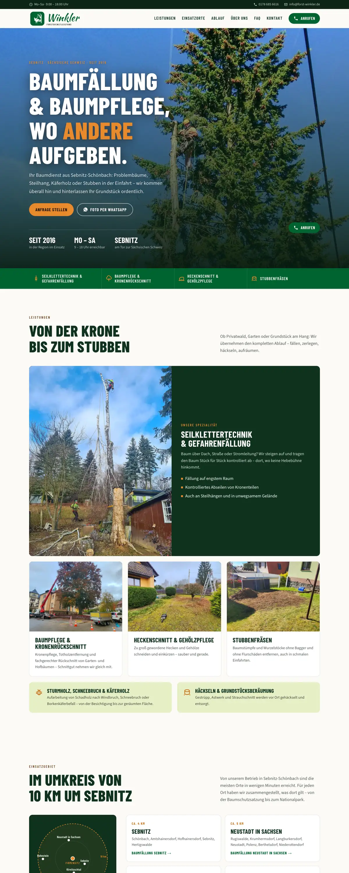 Forstdienstleistungen Winkler: Home page on a computer