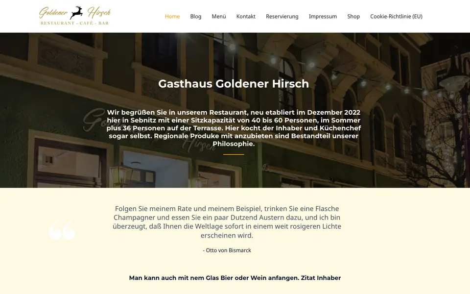 Gasthaus Goldener Hirsch: Startseite am Computer