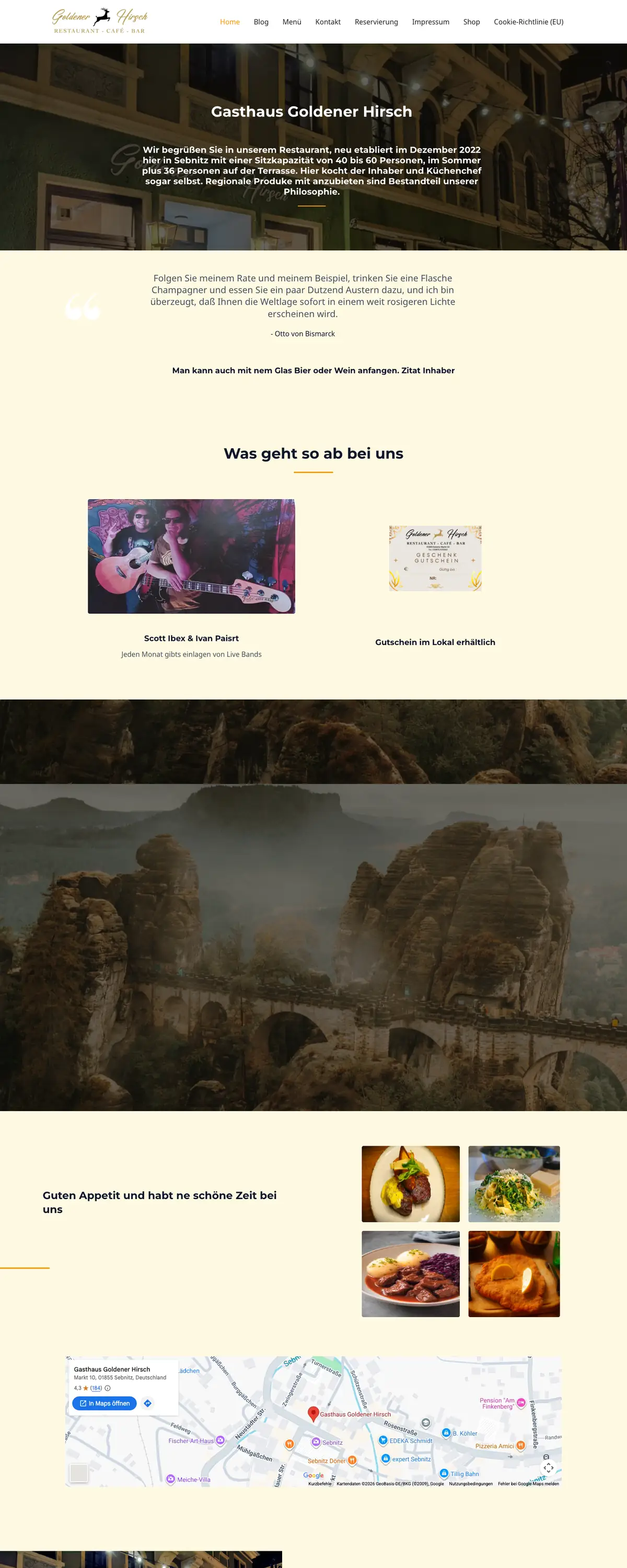 Gasthaus Goldener Hirsch: Home page on a computer