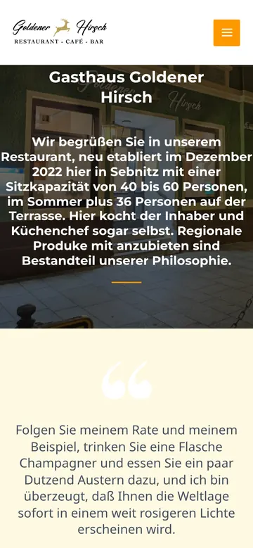 Gasthaus Goldener Hirsch: Startseite auf dem Handy