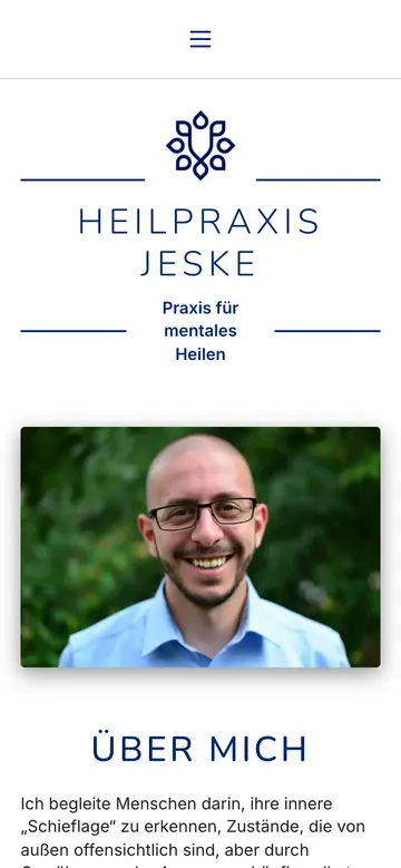 Heilpraxis Jeske: Home page on a phone