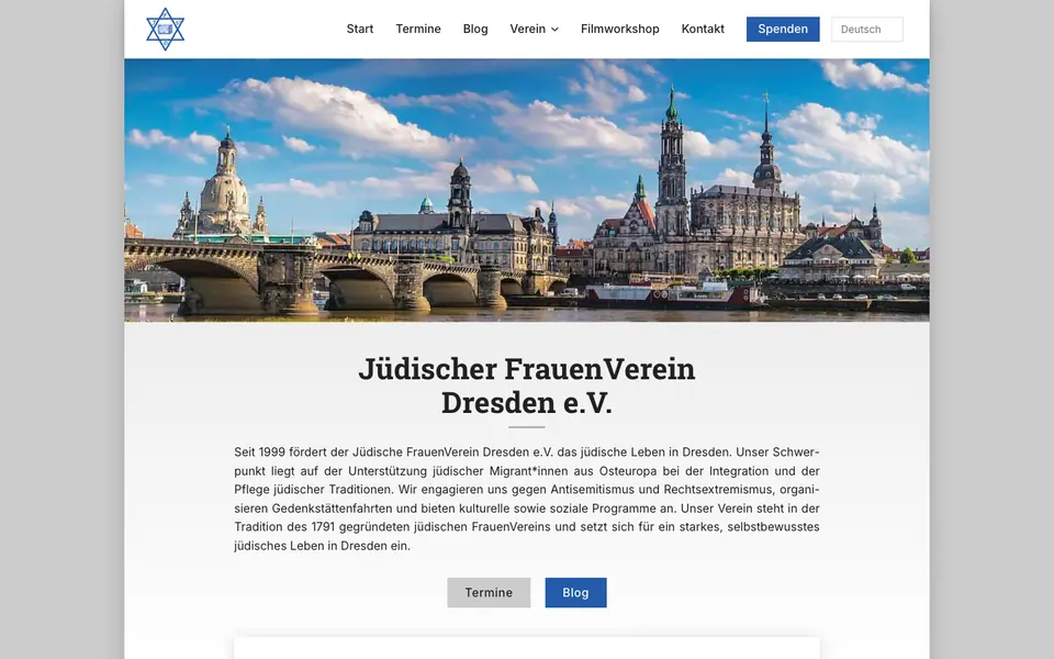 Jüdischer FrauenVerein Dresden: Startseite am Computer