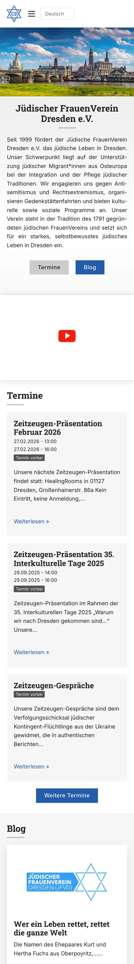 Jüdischer FrauenVerein Dresden: Startseite auf dem Handy
