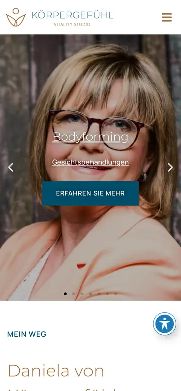 Körpergefühl Dresden: Home page on a phone