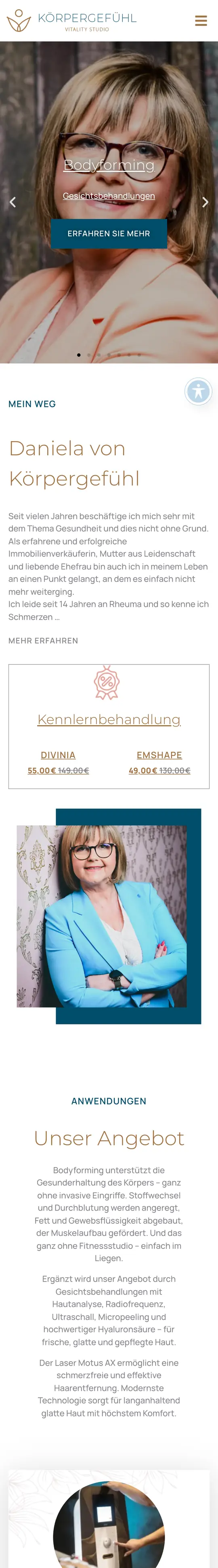 Körpergefühl Dresden: Home page on a phone