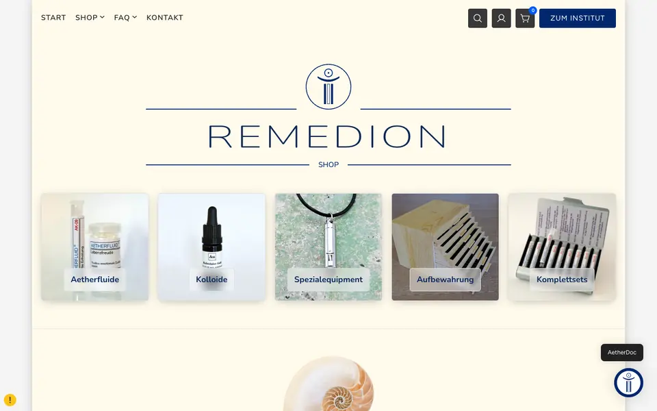 Remedion Shop: Startseite am Computer