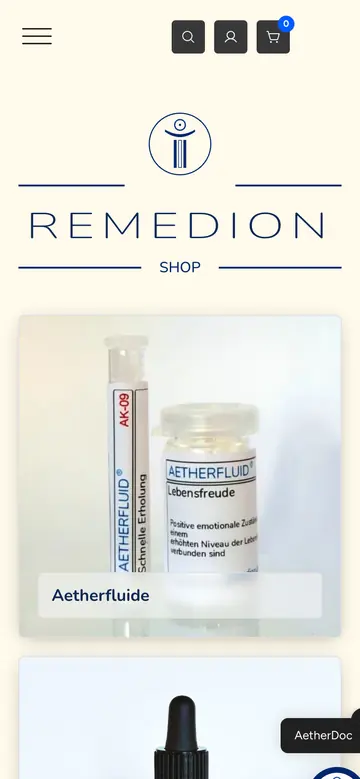 Remedion Shop: Startseite auf dem Handy