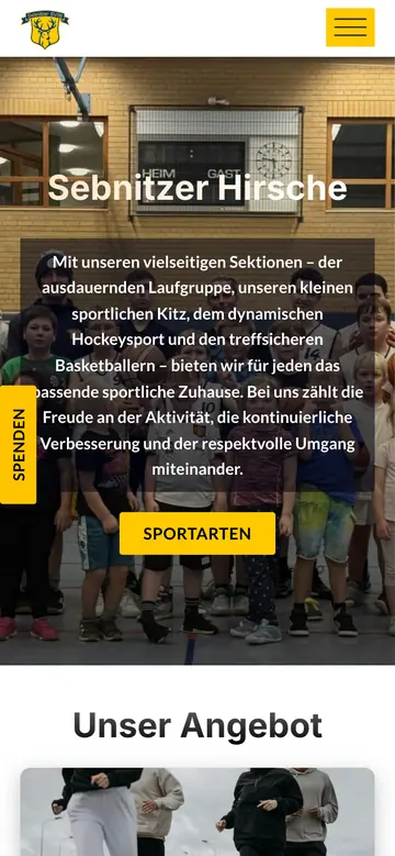 Sebnitzer Hirsche: Startseite auf dem Handy