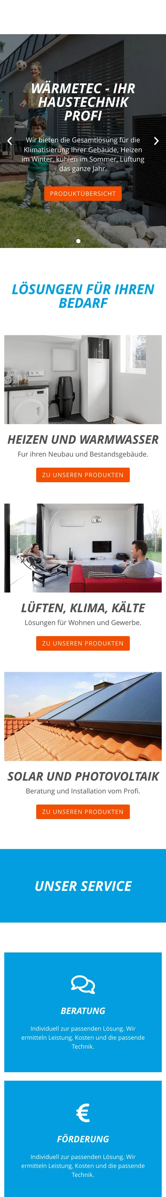 WärmeTEC: Startseite auf dem Handy