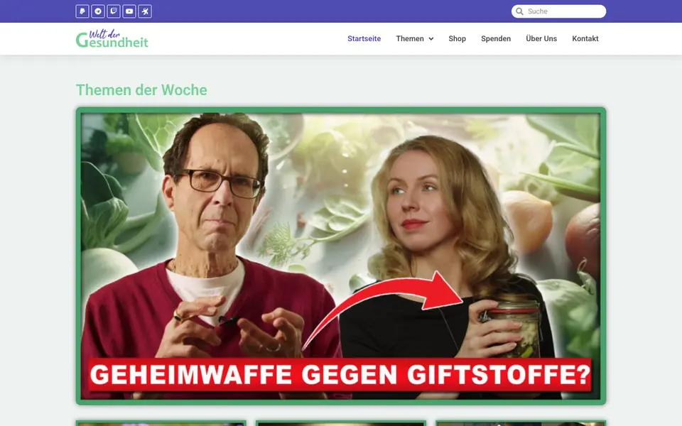 Welt der Gesundheit: Home page on a computer