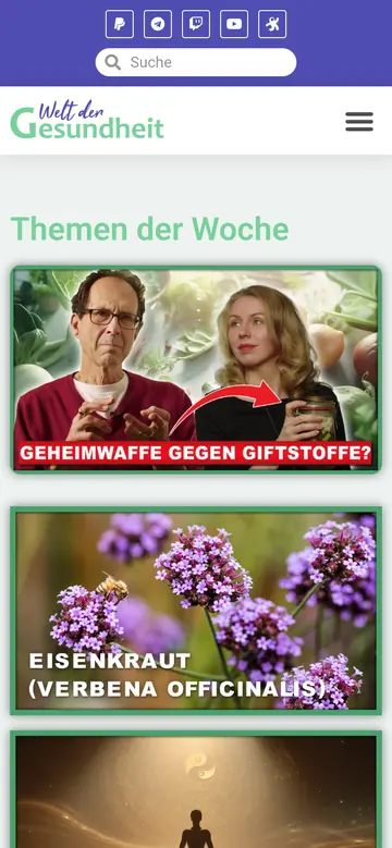 Welt der Gesundheit: Home page on a phone