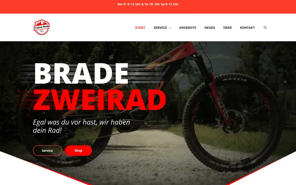 Zweirad Brade: Startseite am Computer